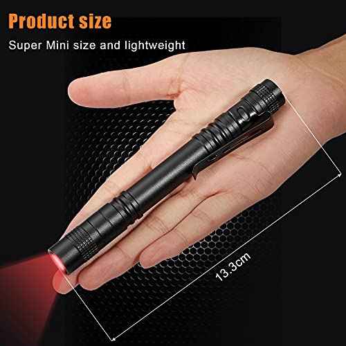 Tuanse 8 Pcs Red Light Flashlight Red LED Flashlight Pen Light Bright Torch for Night Astronomy Aviation Observation Turtle Safe Beach