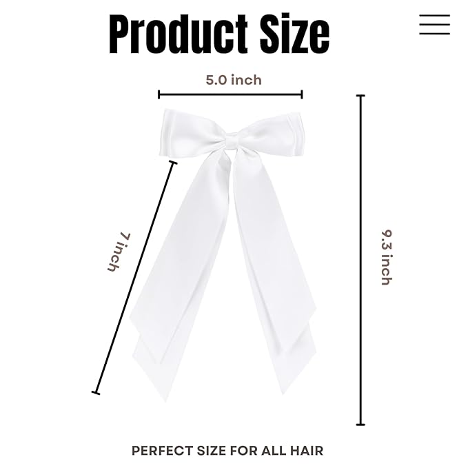 LuSeren 2 PCS Double Layer Hair Bows White Hair Ribbon Clips Ponytail Holder Accessories for Women Girls Toddlers Teens Kids