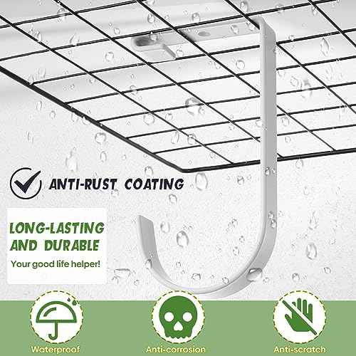 Soaoo 8 Pieces Storage Flat Hook Bicycle Flat Thickened Hooks Add on Hanging Bike Hooks for Overhead Garage Rack Wall Shelving Ceiling Accessory (White)