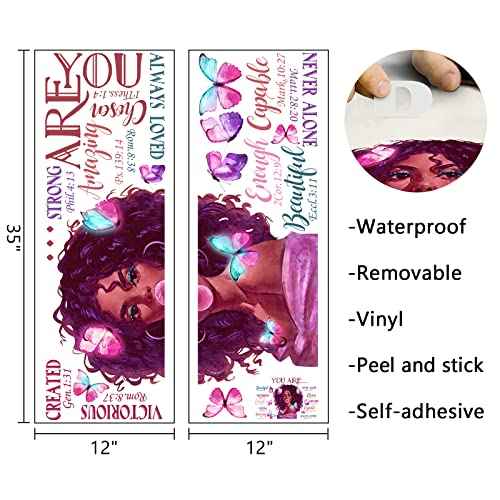 Mfault Black Girl Magic You are Beautiful Wall Decals Stickers, African American Nursery Decor Positive Saying Religious Bedroom Art, Inspirational Afro Butterfly Kids Teens Room Home Decorations