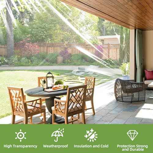 8x10ft Clear Plastic Tarps Heavy Duty Waterproof, 14 Mil PVC Vinyl Clear Tarps with Grommets, Winter Pation Porch Enclosure Panel, Transparent Rainproof Canopy Fabric for Outdoor Porche, Chicken Coops
