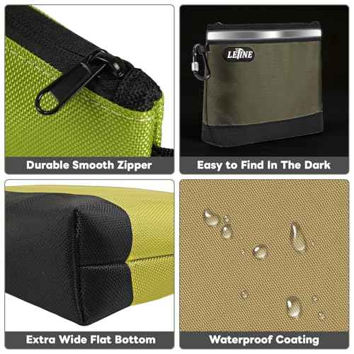 LETINE Tool Pouches Zipper Bag, Water Resistant 1680D Oxford Pouch Bags with Carabiners, Extra Wide Flat Bottom Stand-Up Tool Storage and Organizers, 3-Pack Large