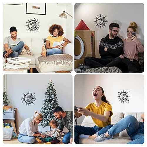 SUPERDANT PVC Wall Sticker Half Moon Half Sun Overlapping Human Face Pattern Vinyl Wall Decals Romantic Mystery Wall Art Sticker for Living Room Bedroom Office Decor 15"x15"