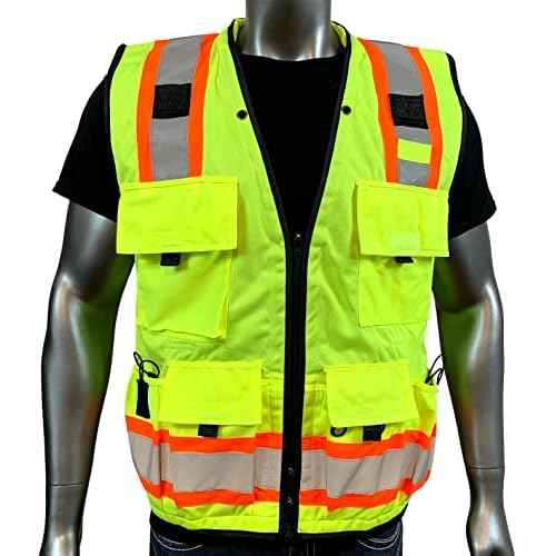 Vero1992 (F Safety Vest For Men's, Engineer High Visibility Vest With Pockets and Zipper, Reflective safety vest