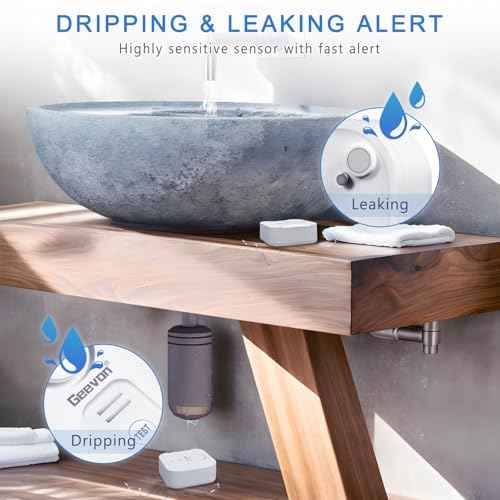 Geevon 10 Pack Water Leak Detectors for Home, 100dB Loud Water Alarm Sensor Leak Detection with Drip Alert for Basements, Laundry Rooms, Kitchen, IP56 Waterproof(Battery Included)