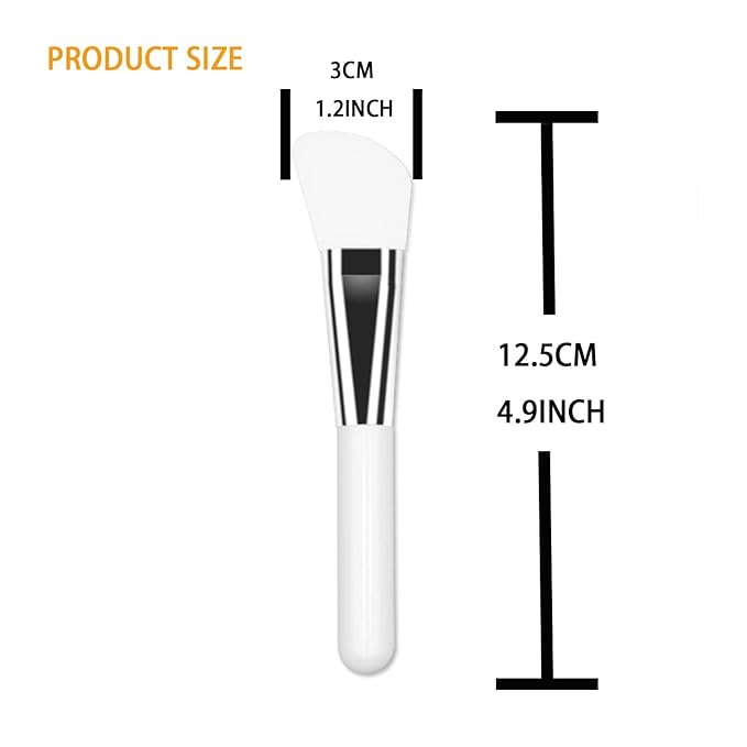 Facial Mask Application Brush, Soft Silicone Angled White Brush Head Cosmetic Tool for Body Lotion, Mud, Clay, Charcoal Mixed Mask