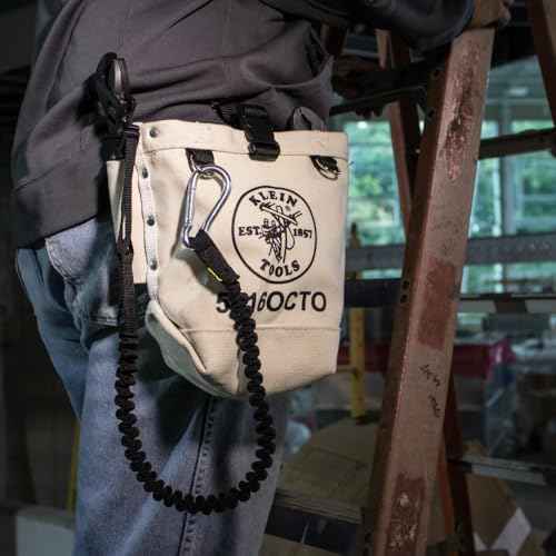 Klein Tools 5416OCTO Tool Bag, Bull-Pin and Bolt Pouch, No. 4 Canvas with Tunnel Connection, 5 x 5 x 9-Inch