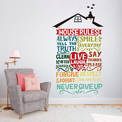Runtoo House Rules Wall Decal Inspirational Wall Quotes Stickers Family Living Room Decor
