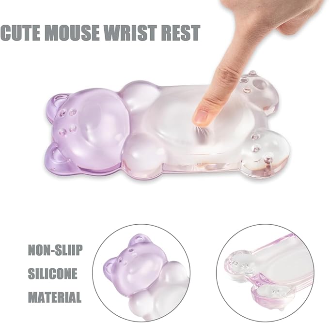 Purple Gradient Gel Mouse Wrist Rest ?€?Cute Bear Mouse Wrist Rest, Ergonomic Mouse Support,Comfort & Support for Typing and Gaming