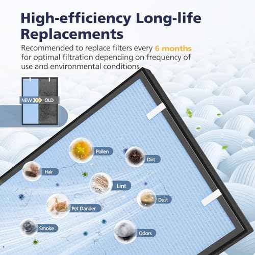2 Pack HSP002 Replacement Filter Compatible with HATHASPACE HSP002 Smart Air Purifiers, 4-in-1 HEPA and Activated Carbon Filter