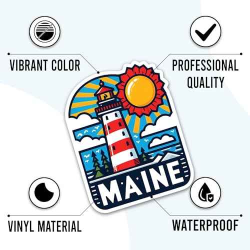 Maine State Travel Stickers 50 Pieces Vinyl Waterproof Decal for Laptop Water Bottle Phone Car Window Bike Motorcycle Stakeboard Scrapbook Vacation Sticker Gifts