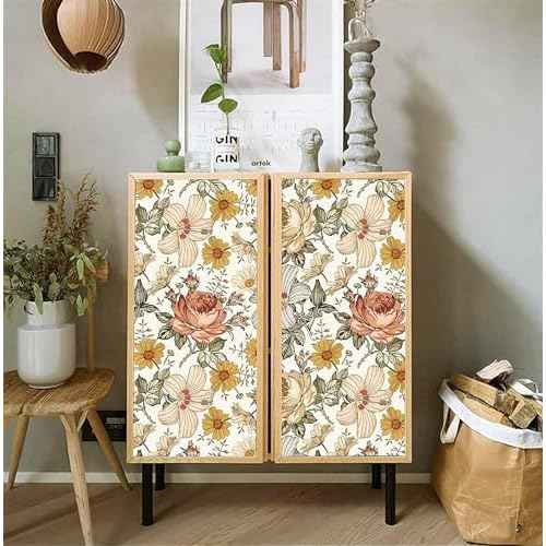 Blooming Wall Multicolor Peony Daisy Peel and Stick Wallpaper Removable Self Adhesive Wall Mural Wall Decor,