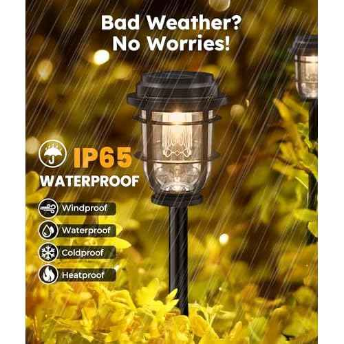 Bright Solar Pathway Lights Outdoor, 8 Pack Waterproof IP65, Auto On/Off Solar Powered Garden Lights for Yard Lawn Walkway Landscape Pool Outside - 3-in-1 Hanging, Tabletop & Stake Lighting