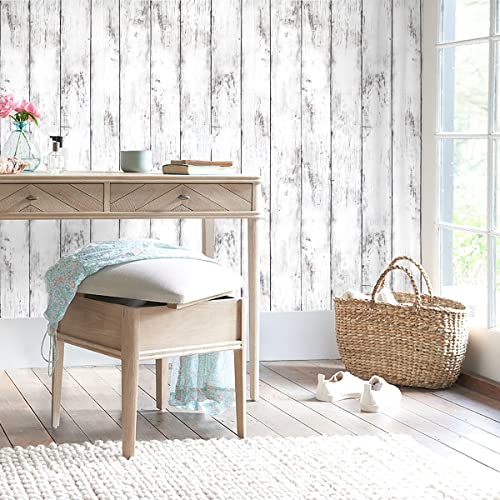 White Grey Wood Peel and Stick Wallpaper Shiplap Contact Paper 17.7inch x 196.8inch White Wood Plank Wallpaper Peel and Stick Rustic Self Adhesive Decorative Contact Paper for Kitchen Bathroom Vinyl