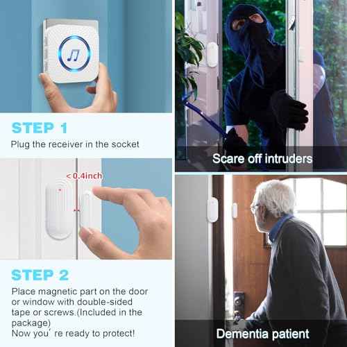 SanJie Door Chime, Wireless Door Chimes When Door Open Entry for Business/Home/Office/Store (500ft Range 26 Chimes Adjustable Volume)