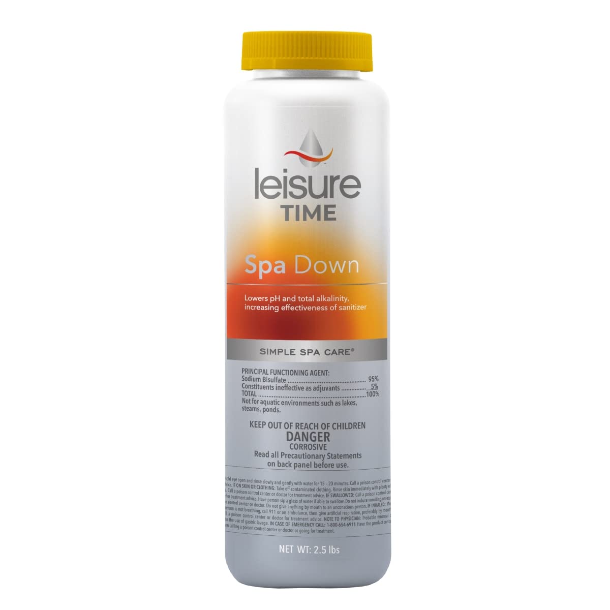 Leisure Time 22338 Spa Down, pH Reducer for Hot Tubs and Spas, Prevents Scaling and Clouding, Compatible with Various Sanitizers, 2.5lbs
