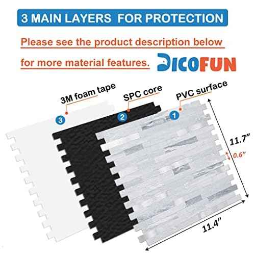 DICOFUN Peel and Stick Backsplash Tile, PVC Mixed Metal Stick on Backsplash Tiles for Kitchen and Bathroom (1, Light Grey & Metal Silver)