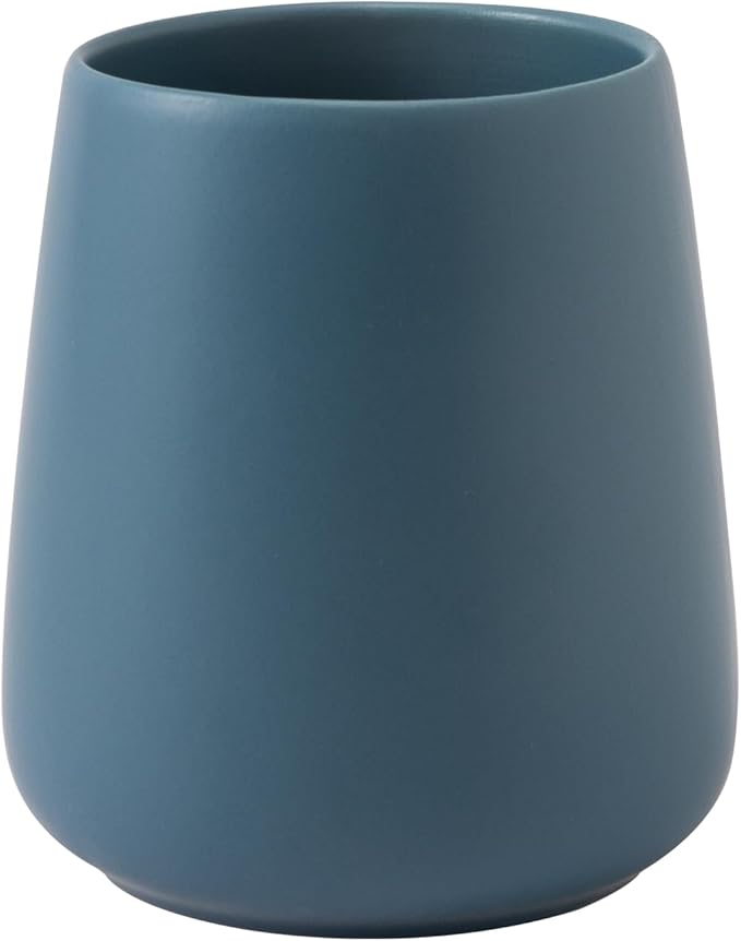 Blue Toothbrush Holder for Bathroom - Ceramic Tooth Brushing Holders, Toothbrush Cup, Toothpaste Organizer for Bathroom Countertop, Makeup Brush Holder, Pen Holder for Home Desktop Storage