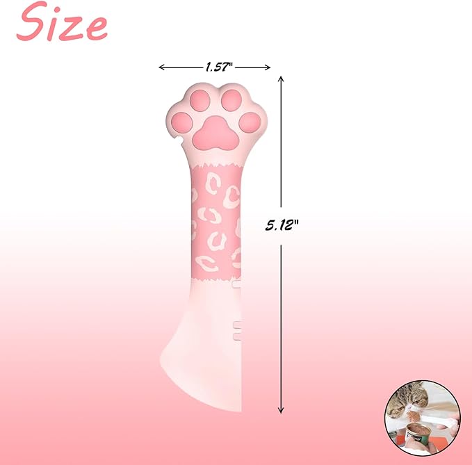 Sheldamy Silicone Pet Food Spoon, Cat Food Can Opener Paw, Wet or Dry Food Short Spoon for Cat Dog With Mini Spatula