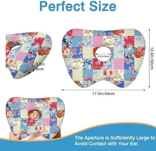Ear Piercing Pillow for Side Sleepers Pillows with Holes for Ear Pain,Donut Pillow for Ear Side Sleeping Pillow for Adults CNH Ear Pain Relief Pressure Sores Ear Pillow with Hole in Center