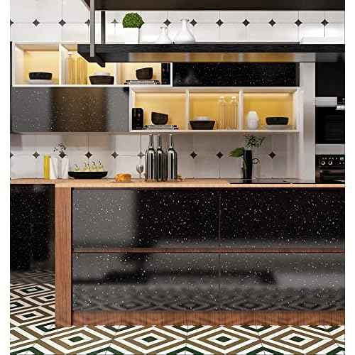 FunStick Galaxy Granite Contact Paper Peel and Stick Countertops Black Granite Countertop Contact Paper Waterproof Self Adhesive Marble Wallpaper for Kitchen Bathroom Sink Cabinets Table 15.7"x78.7"
