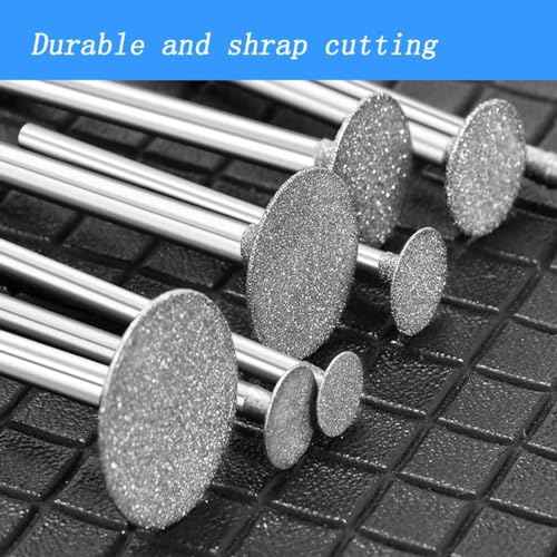 Luo ke 7 Pcs T Shape Diamond Cutting Burr, 1/8'' Shank Diamond Burs Stone Carving Sets For Dremel Rotary Tools