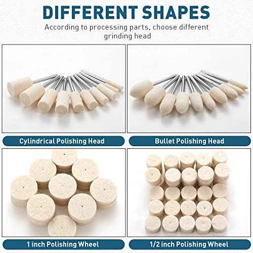 Felt Polishing Buffing Wheel Set for Dremel Rotary Tool - 80Pcs Wool Felt Polishing Pad Wheel with 1/8" Shank, for Watch & Jewelry Polishing Kits