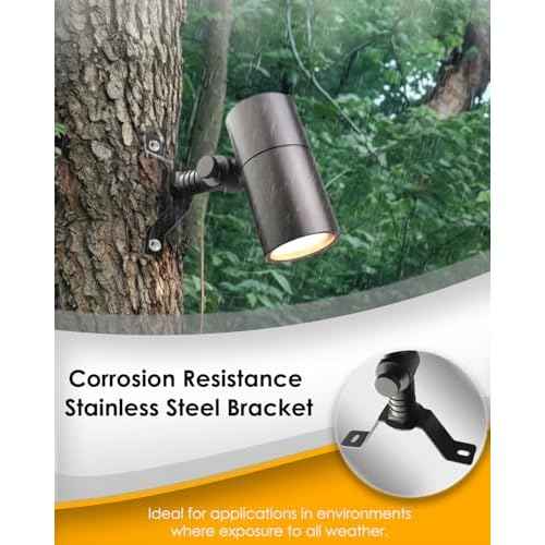 Low Voltage Landscape Lighting Spot Down Light, 12V Tree Downlight Fixture Outdoor Moonlight Cast Aluminum, Free 5W MR16 LED Bulb Stainless Steel Mounting Bracket 2-Count