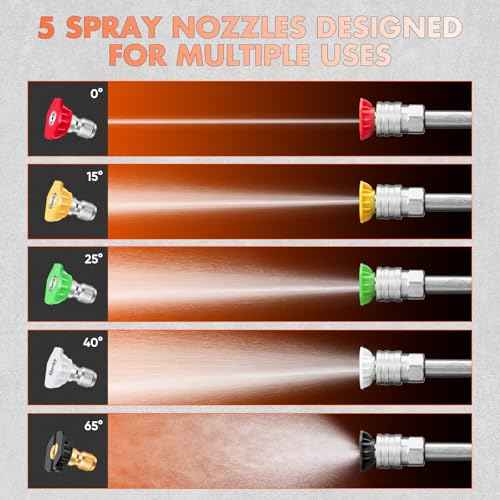 Foam Cannon Dual Connector Accessory,Pressure Washer Gun with Foam Cannon,1/4 Inch Quick Connector with 5 Power Washer Sprayer Nozzles,for Car Washing and Cleaning
