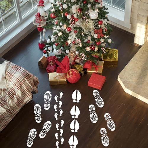 Christmas Stencils for Crafts Reusable 12¡± Santa Footprint Stencil Holiday Stencils for Floor Porch Wood Sign Decor