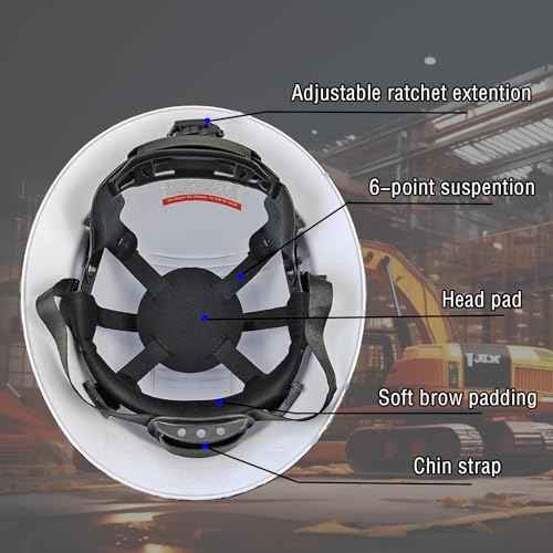 HDPE Full Brim Hard Hat, Construction Safety Helmet with Vented Holes, 6 Point Adjustable Ratchet Suspension, ?Meets ANSI/ISEA Z89.1, Water Transfer Printing