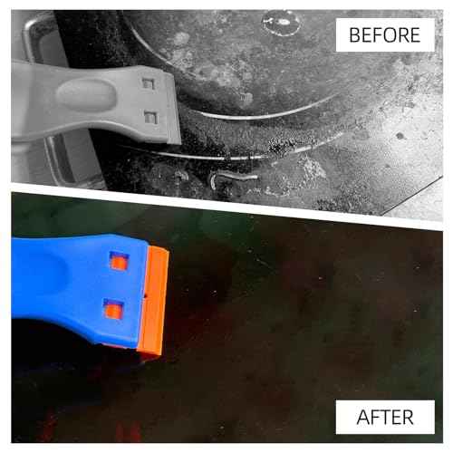 Razor Blade Scraper Tool, 6 Pack Razor Scraper with Extra 50Pcs Metal & 50Pcs Plastic Blades, Cleaning Scraper for Glass, WindowWindow, Sticker, Cooktop, Paint