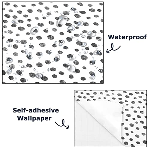 GaliGali Peel and Stick Wallpaper, Contact Paper for Home Decorate, Black and White Polka-Dot Wallpaper, Self-Adhesive Wall Paper Peel and Stick Vinyl Waterproof, 17.3"x118", No.5195-3