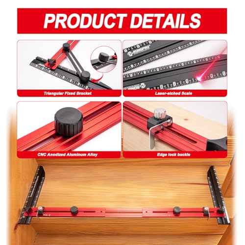 Stair Tread Template Tool, Stair Gauge Set Shelf Layout Measuring Scribe Tool for Stairs, Risers, Partitions, Self and Cutting Drywall - Red