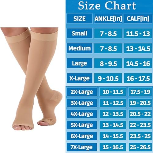 ABSOLUTE SUPPORT Medical Compression Socks for Women & Men 30-40mmHg, Open Toe, Made in USA A311