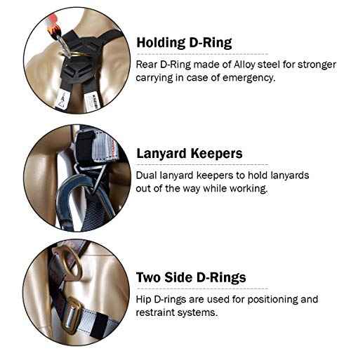 KSEIBI 421026 Fall Protection Safety Harness Kit W 3 D-Rings for Lanyard DELUXE Safety Protection Arrest and Carry Bag