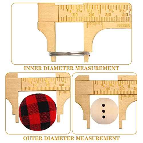 Konohan 2 Pcs Brass Vernier Caliper Pocket Handy Caliper Measuring Mini Tool Double Scale Sliding Gauge Metal Pocket Ruler for Bead Wire Jewels Rings Measurement