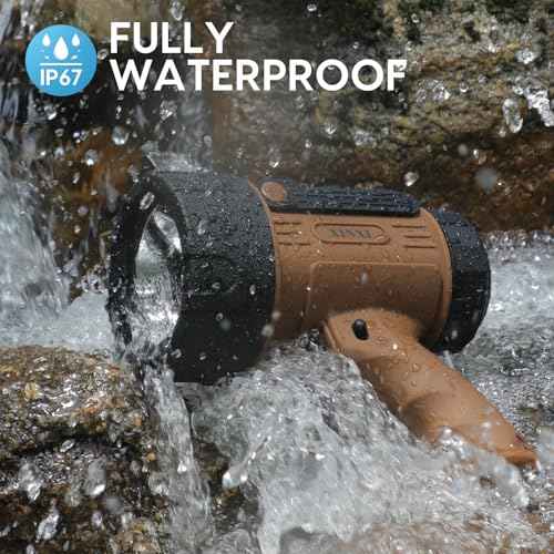 XINXI Rechargeable Spotlight Flashlight with 1000000 Lumens, IP67 Waterproof Handheld Flashlight with red Filter,Long Running Time and 4 Light Modes for Hiking, Fishing,Hunting(Brown)