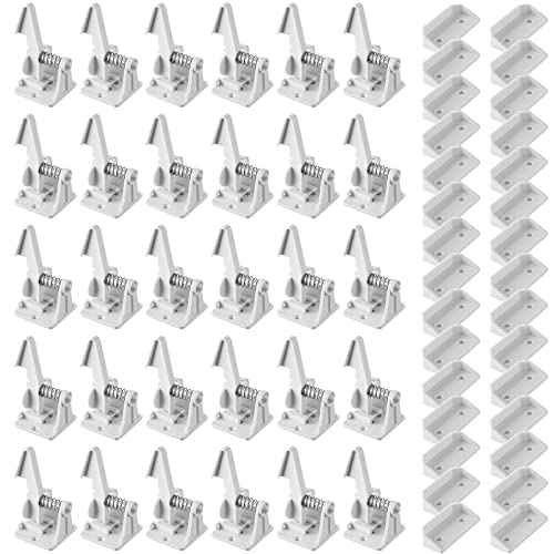 Tuanse 30 Pcs Cabinet Locks Invisible Safety Drawer Latches with Screws Self Adhesive Cabinet Drawer Locks for Home Kitchen Furniture Door Latches(White)