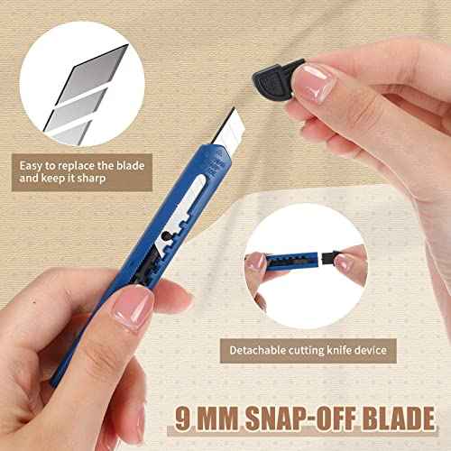 Lasnten 200 Pcs Box Cutter Utility Knife Small Retractable 9mm Wide Snap off Blade Knife Plastic Compact Box Opener with Sliding Lock Tools for Home Office Arts Crafts, 3 Colors