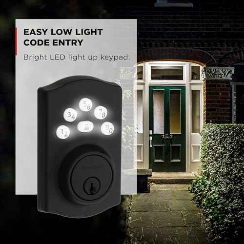 Kwikset Powerbolt 240 5-Button Keypad Matte Black Traditional Electronic Deadbolt Door Lock, Featuring Convenient keyless Entry, Customizable User Codes and auto Locking