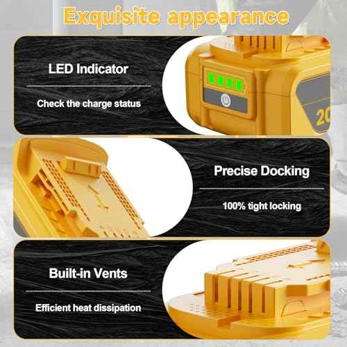 Upgraded 2 Pack 8.0Ah Replacement for Dewalt 20V Max Battery and Charger Compatible to DCB200 DCB201 DCB204 DCB206 DCB207 and DCB120 DCB124 DCB127 Battery