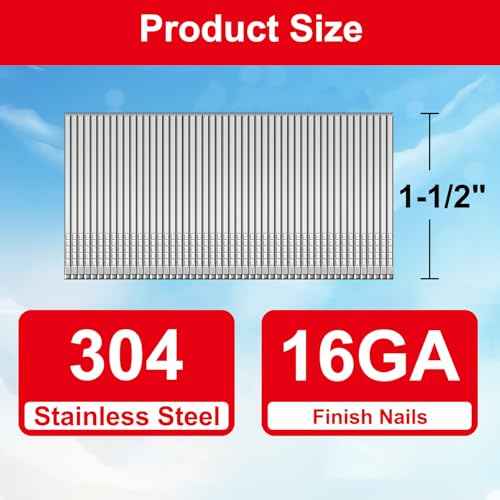 16 Gauge 304 Stainless Steel Straight Finish Nails, Assorted Size Project Pack for Pneumatic, Electric Finish Nailer or Nail Gun (1-1/2")
