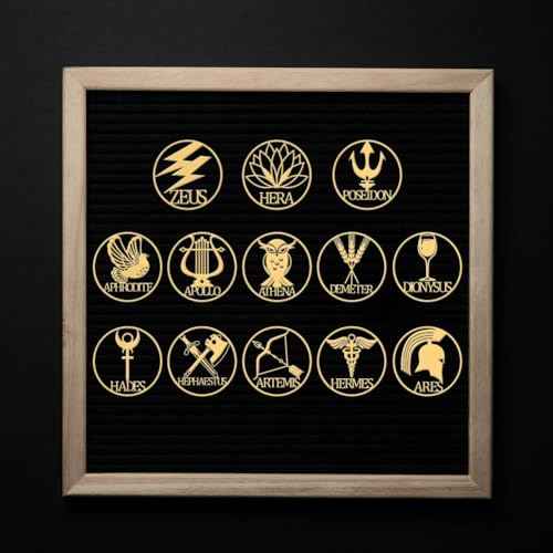 OLYCRAFT 13pcs 1.6x1.6 Inch Greek Gods Symbol Stickers - Gold Metal Stickers for Scrapbooks, DIY Resin Crafts, Phone & Water Bottle Decor