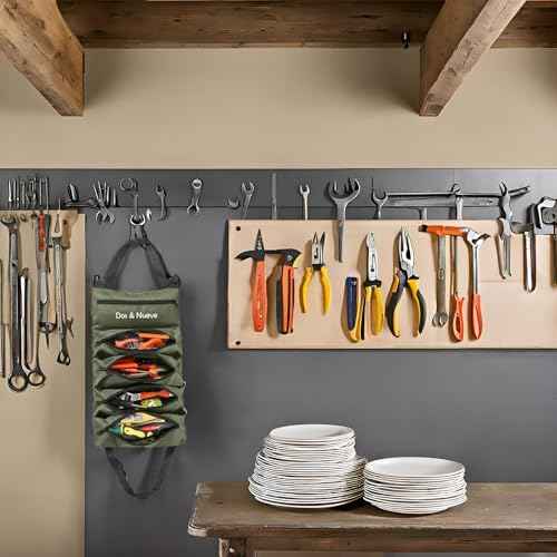 Dos & Nueve, Tool Bag with Handle, Tool Organizer, Canvas Tool Roll, Portable Foldble Tool Storage Bag, Roll Up Tool Bag Organizer, Multi-Pocket Storage Tool Bag, Tool Pouches, Army Green