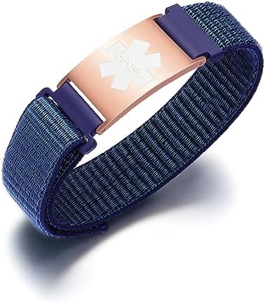 Personalized Sport Medical Alert Bracelets for Women Men - Custom Medical ID Bracelets with Free Engraving - Hook and Loop/Elastic/Stainless Steel/Silicone Watch Wristband Emergency Bracelet