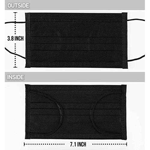 LEMENT 500pcs Disposable Black Mask,3-Ply Face Masks with Earloops