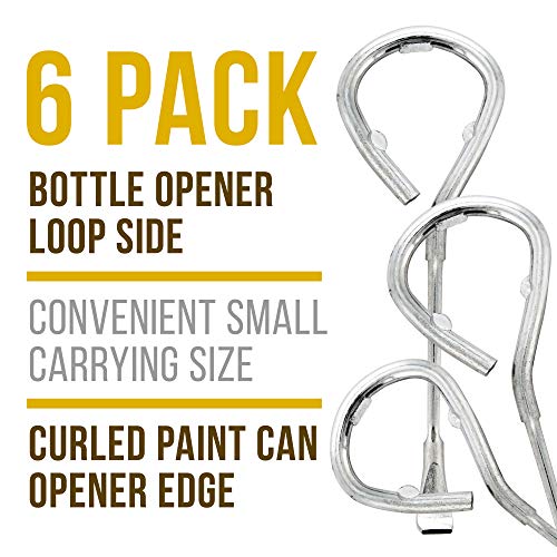 TCP Global Metal Paint Can Bucket Bottle Lid Opener Tool - Sturdy Stainless Design (Pack of 6)