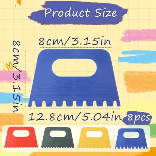 8 Pack Texture Tools for Plaster Plastic Paint Scraper Tool Art Paint Scrapers Kit Textured Art Putty Scraper DIY Graffiti Oil Painting and Drawing Plaster Texture Tools for Texture Art on Canvas