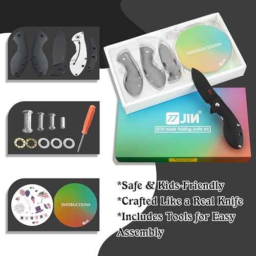 JIN Starry G10 Pocket Knife for Kids, DIY Knife Making Kit, Safe Fidget Toy, Black G10 Blade Handle, EDC Folding Knives, Camping, Boys Scout